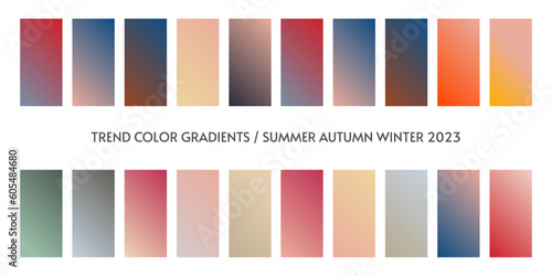 New fashion color and gradients trend 2023. Color palette forecast of the future color trend and gradients new color combinations Summer Autumn Winter 2023