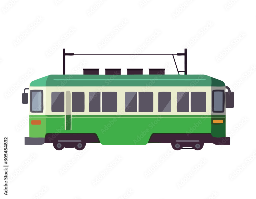 green tram transport isolated