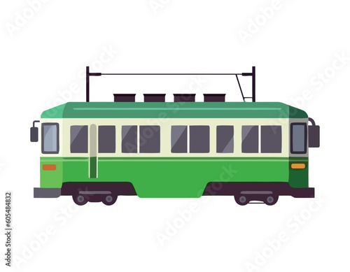 green tram transport isolated