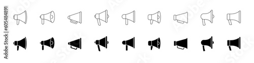 Loudspeaker, megaphone icon. Megaphone advertising icons collection. Loudspeaker sign. EPS 10