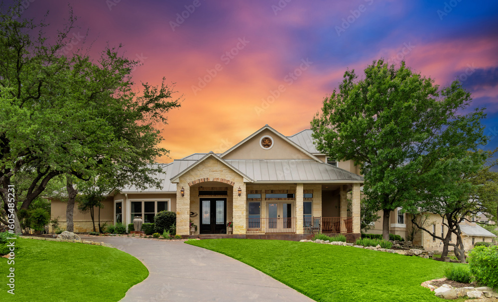 luxury home at sunset luxury home at sunset