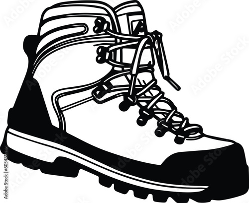 Hiking Boots Logo Monochrome Design Style 