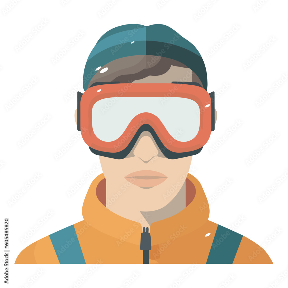 Men wearing winter sports equipment ski goggles Men wearing winter sports equipment ski goggles
