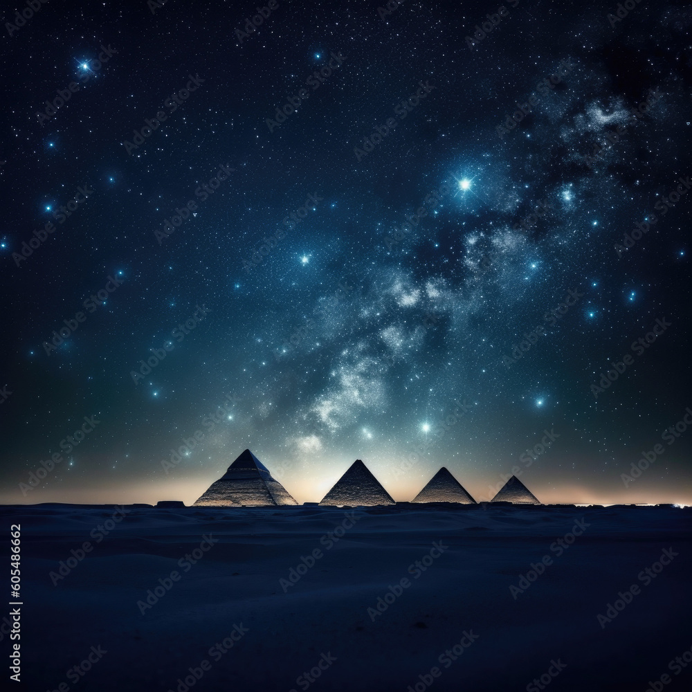 Pyramids in the night created with Generative AI Pyramids in the night created with Generative AI