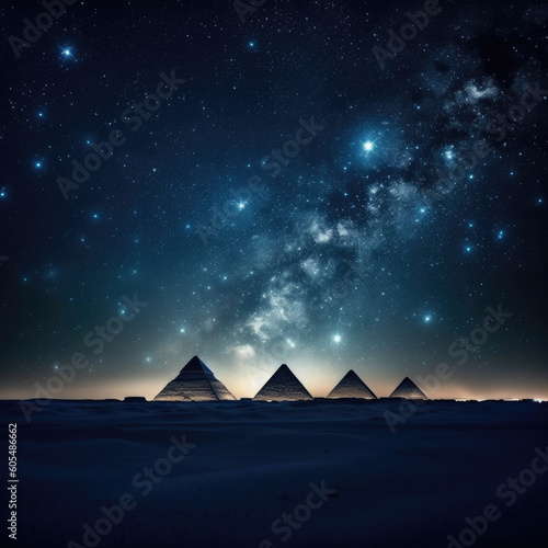 Pyramids in the night created with Generative AI