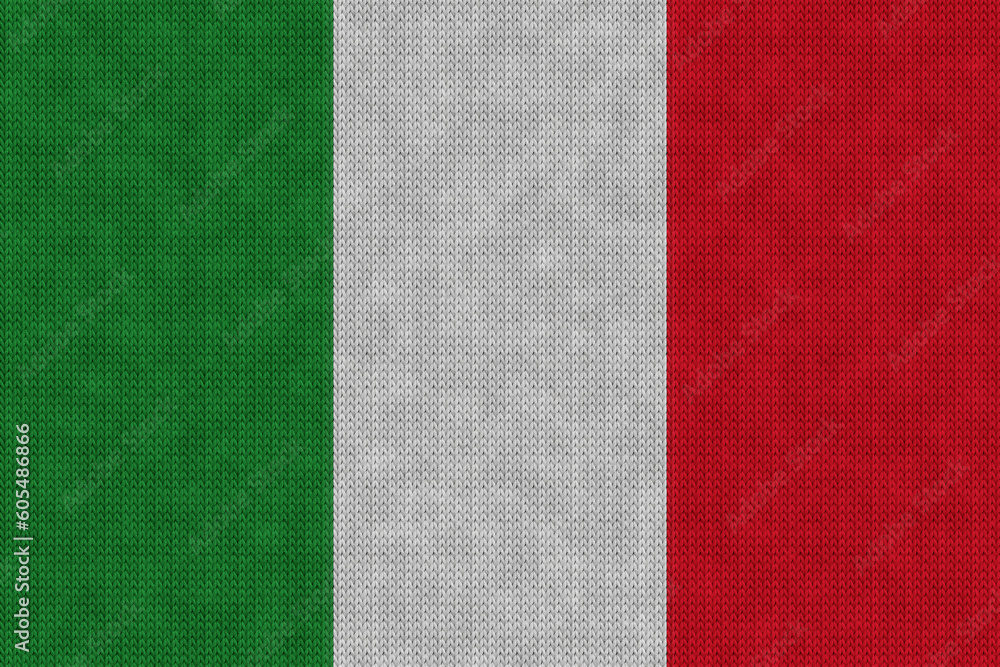 Knitted Italian flag, 3d rendering, 3d illustration