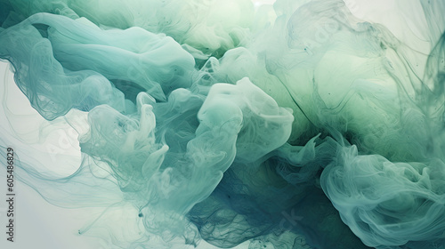 Tranquil Mint Water: Abstract Ink Texture Background Created with Generative AI