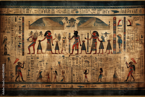 Ancient papyrus hieroglyphs created with Generative AI