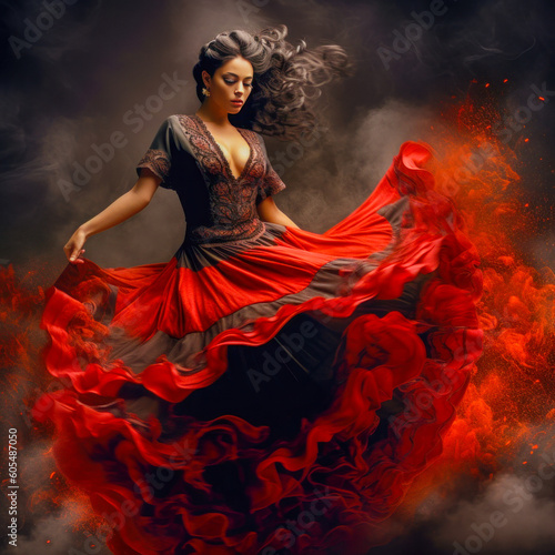 Spanish Woman Dancing Flamenco Background Cover Journal Digital Art 
 photo
