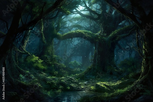 Dark mossed forest 