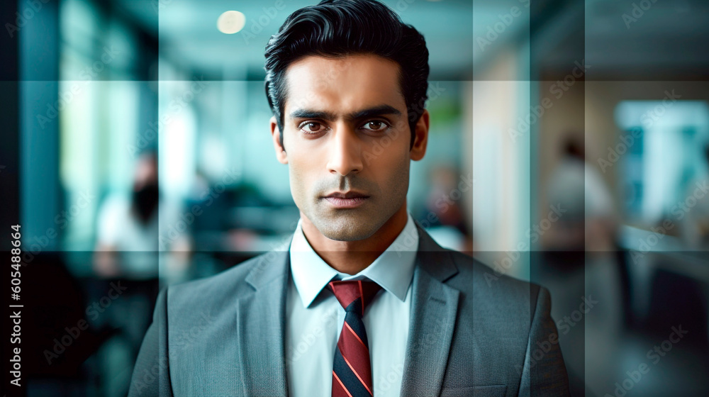 Generative Ai. Indian businessman. a close up of a person wearing a suit and tie Generative Ai. Indian businessman. a close up of a person wearing a suit and tie