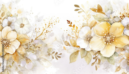 golden floral watercolor background. perfect for invitation design