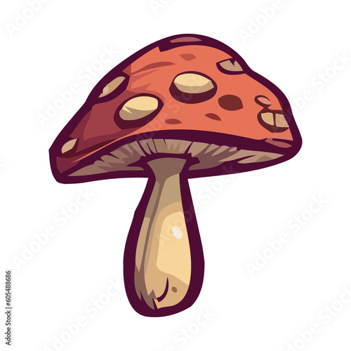Cute poisonous mushroom in nature