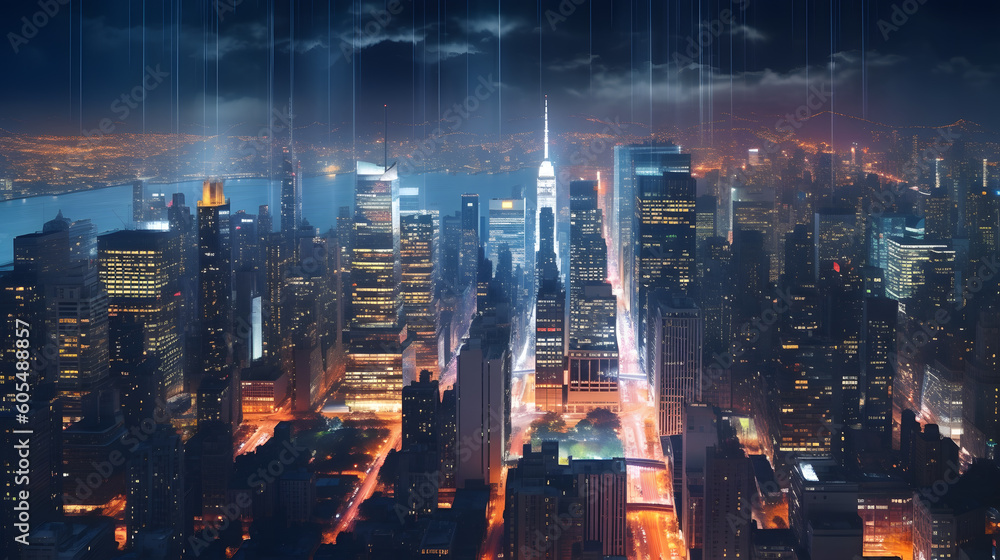 Energetic city skyline, Generative AI