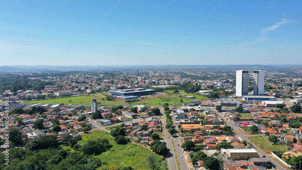 Obraz premium Aerial view of Aparecida de Goiania city near Goiania, Goias, Brazil 