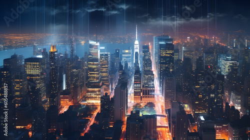 Energetic city skyline, Generative AI