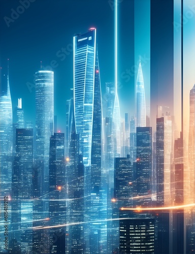 City skyline at night   Captivating depiction of the finance and money technology landscape