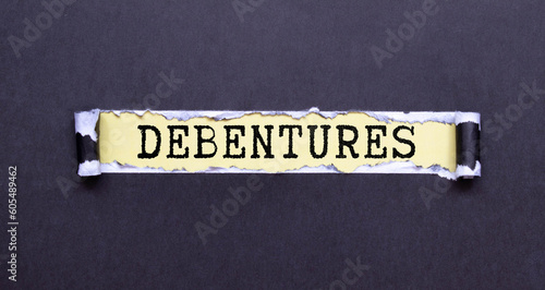 debenture word in a dictionary. debenture concept