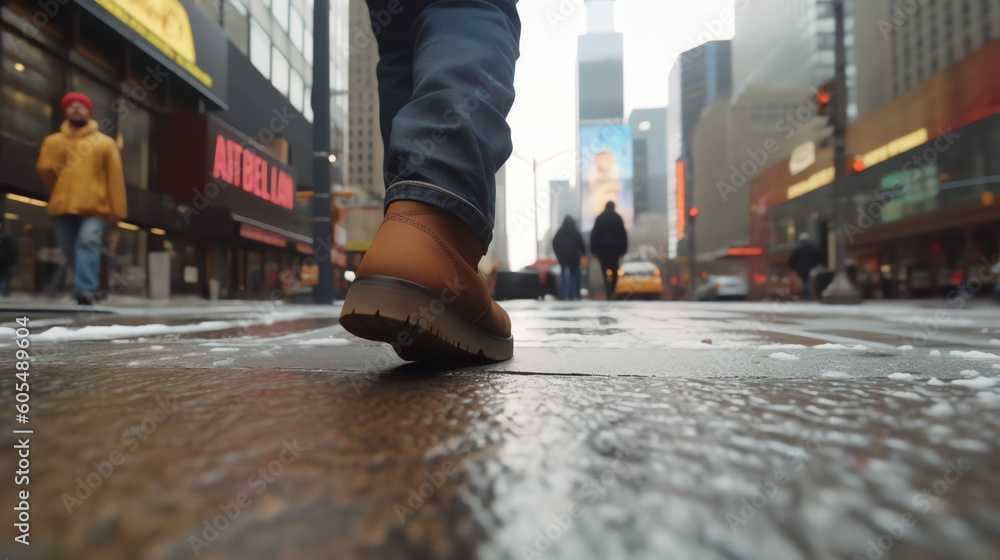 Obraz premium Walking the City created with Generative AI Technology