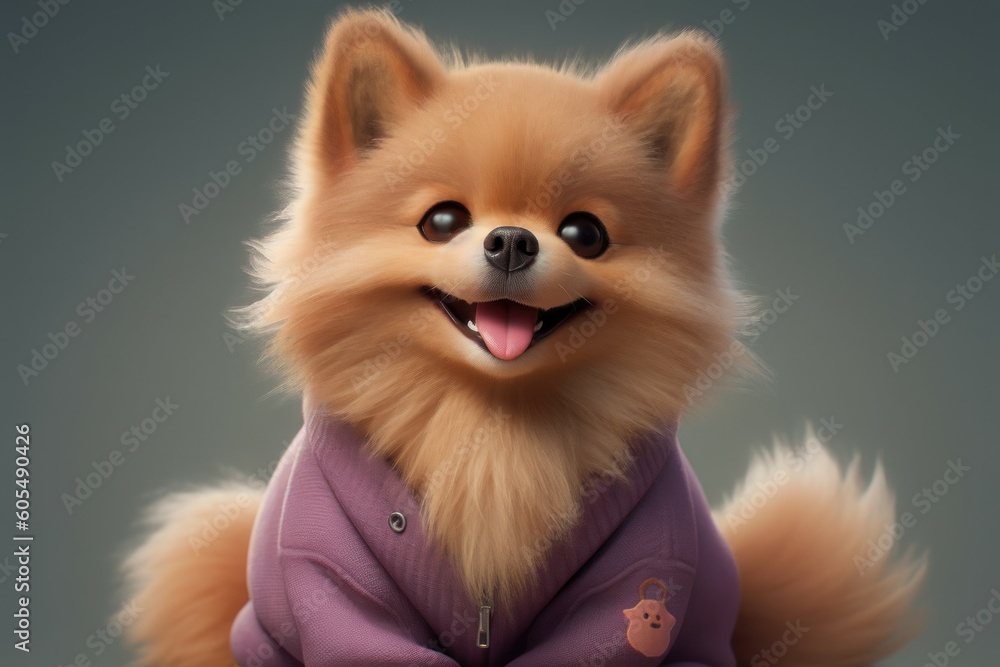 Portrait of a beautiful dog breed Pomeranian close up. AI generated, human enhanced