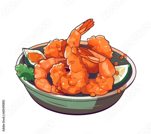 Fresh seafood appetizer with grilled prawn