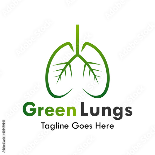 Green lungs design template illustration. there are lungs with leaf