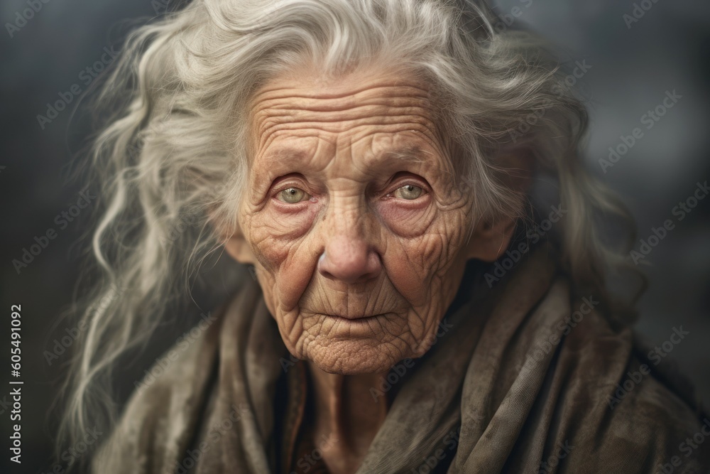 Old woman zombie or monster, horror concept. AI generated, human enhanced Old woman zombie or monster, horror concept. AI generated, human enhanced