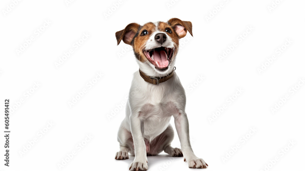 happy dog ​​with an isolated white background. AI generative