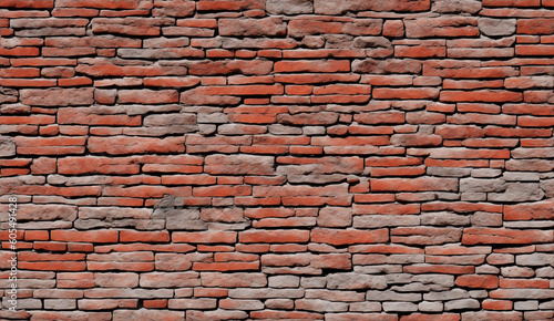 Orange vintage old brick wall texture from Generative AI