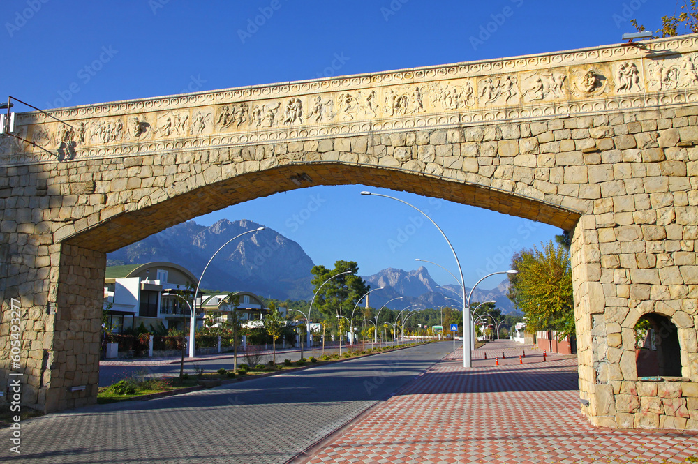 Street of City of Kemer, famous mediterranean resort, Antalya province, Turkey