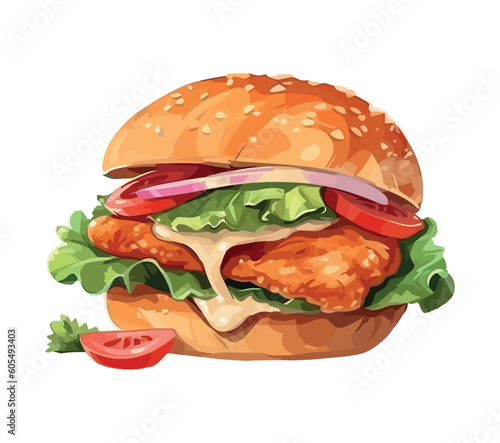 Grilled cheeseburger with fresh veggies
