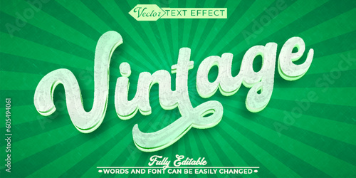 Green Worn Vintage Vector Editable Text Effect Template