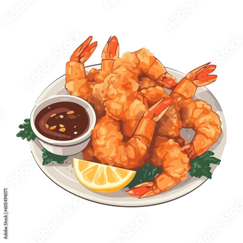 Grilled prawn with lemon and parsley