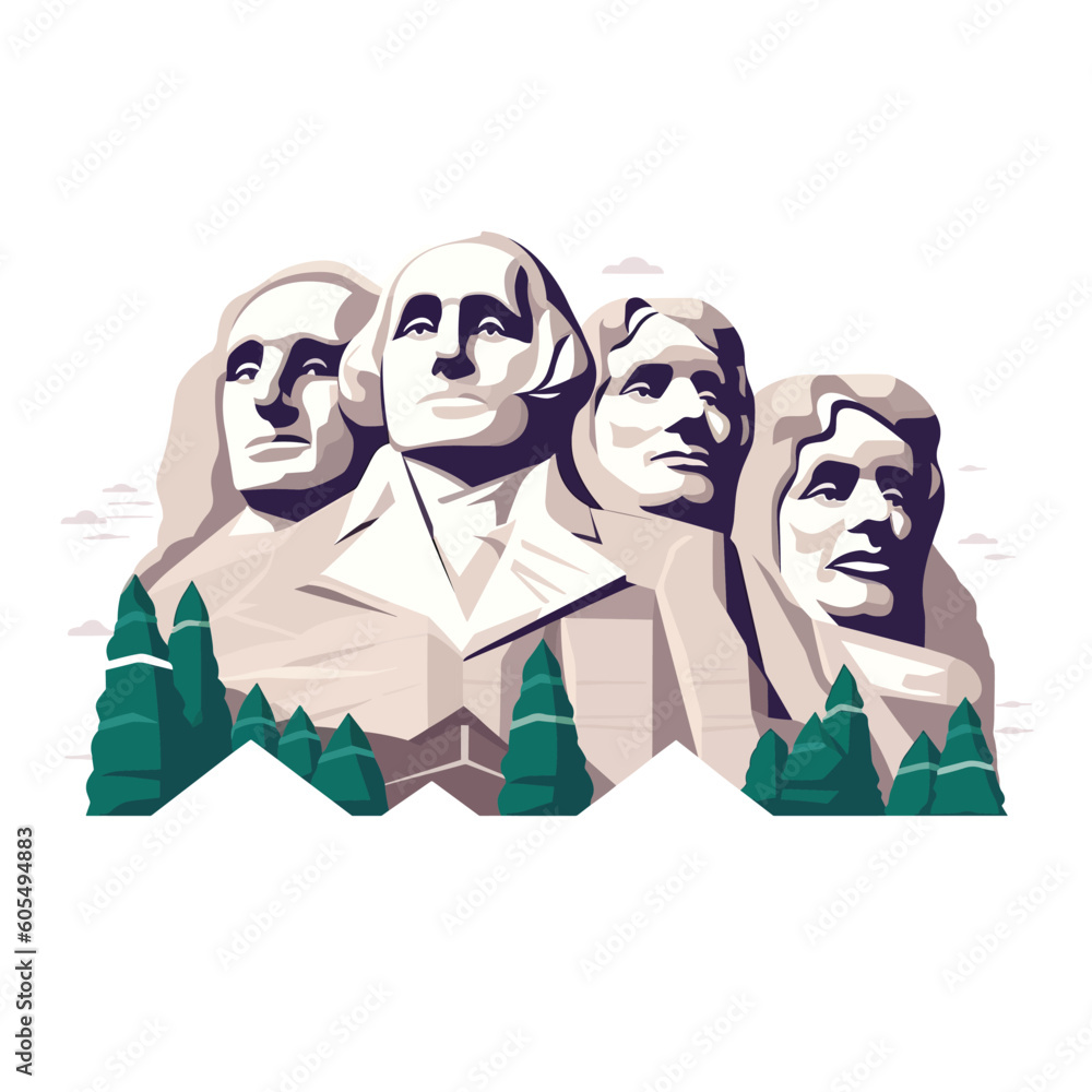 Mount Rushmore Vector Isolated On White Stock Vector Adobe Stock Mount Rushmore Vector Isolated On White Stock Vector Adobe Stock