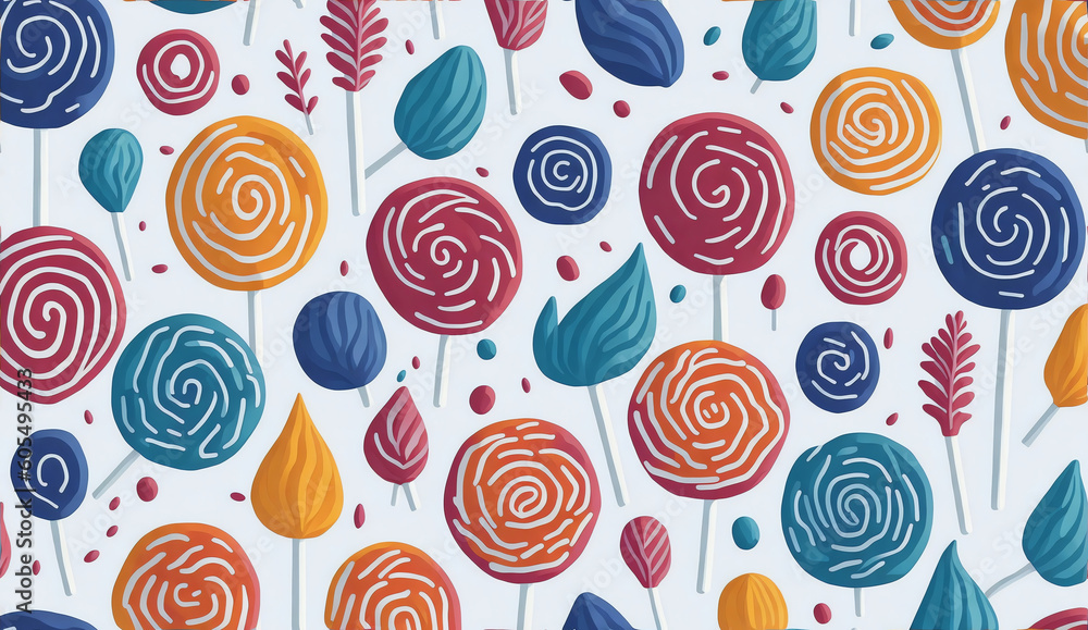 Lollipops, 3d art seamless pattern design from Generative AI