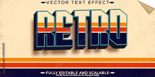 Vintage text effect, editable retro 80s text style