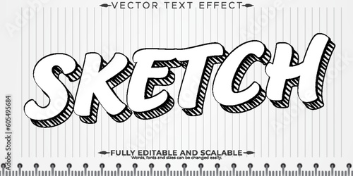 Sketch text effect, editable drawing and architect text style
