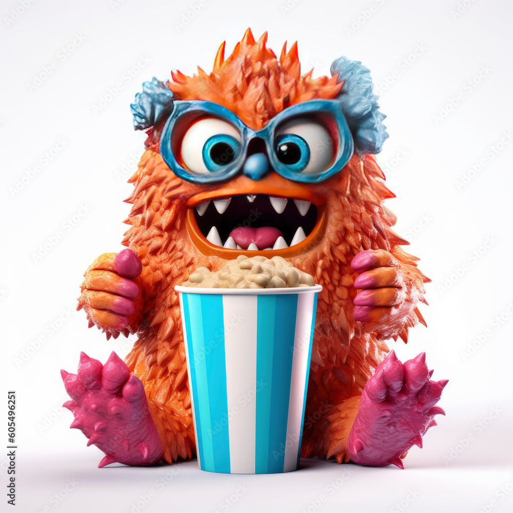 a monster eating popcorn