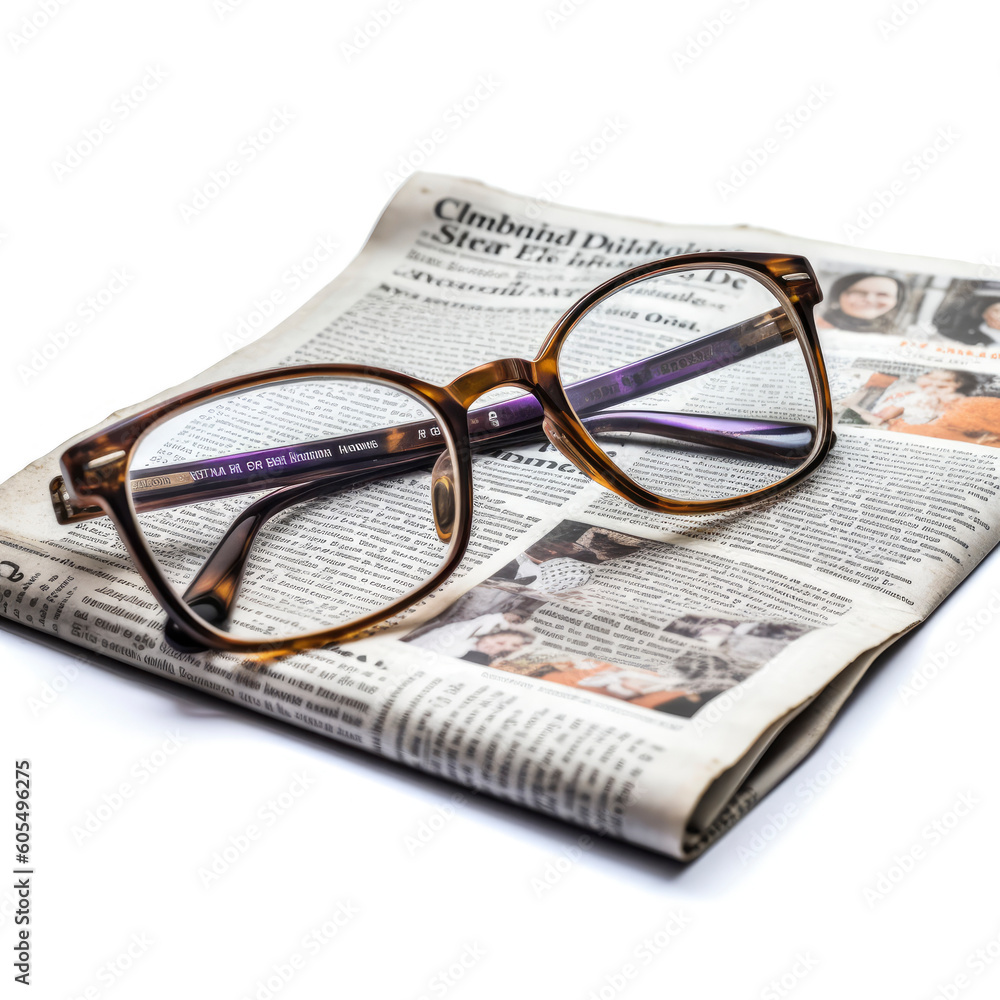a folded newspaper with a pair of glasses on top a folded newspaper with a pair of glasses on top