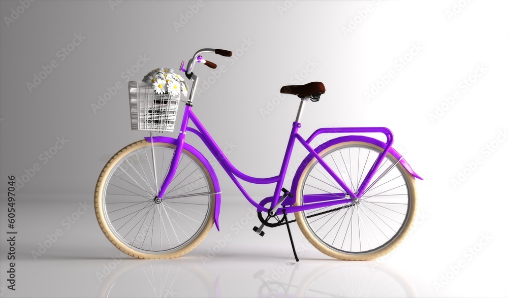 City bike. Vintage style bicycle.  Set includes lettering and silhouette shape. Isolated 3d rendering design for all backgrounds.