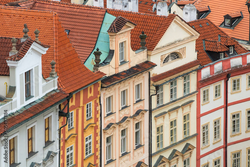Detail of facades of houses near Old Town Square, Old Town, UNESCO World Heritage Site, Prague, Bohemia, Czech Republic (Czechia), Europe photo