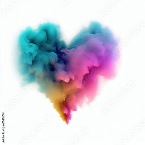 Realistic Colorful Smoke Powder Heart Graphic, Generative AI