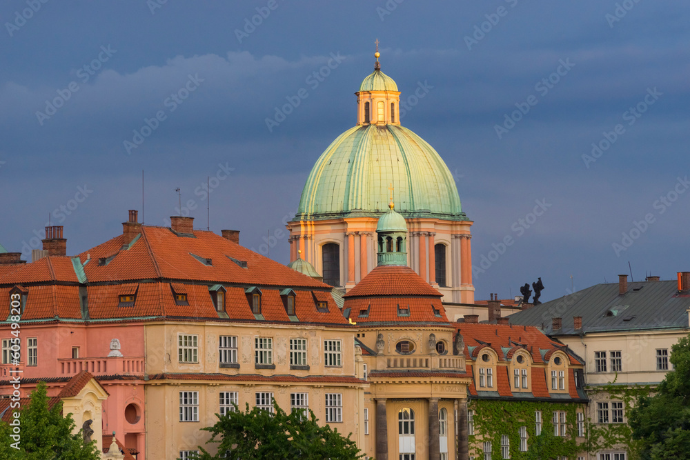 Dome of Church of Saint Francis of Assisi, Prague, Bohemia, Czech Republic (Czechia), Europe Dome of Church of Saint Francis of Assisi, Prague, Bohemia, Czech Republic (Czechia), Europe