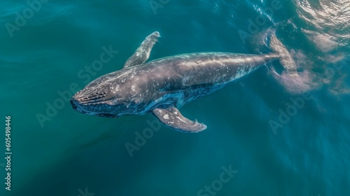 Aerial view of Gray Whale in Pacific ocean near Mexican shore  Baja California Sur  Mexico generative ai variation 1