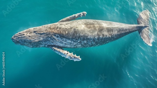 Aerial view of Gray Whale in Pacific ocean near Mexican shore, Baja California Sur, Mexico generative ai variation 2 © Abdul