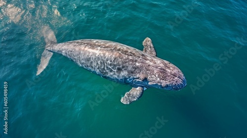 Aerial view of Gray Whale in Pacific ocean near Mexican shore, Baja California Sur, Mexico generative ai variation 5