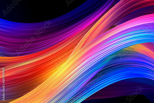 Abstract 3d dynamic curves of beam stream stripes. Flowing or network field  cyber synthetics in spiral and swirl shape  colorful creativity art background banner