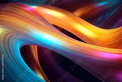 Abstract 3d dynamic curves of beam stream stripes. Flowing or network field  cyber synthetics in spiral and swirl shape  colorful creativity art background banner