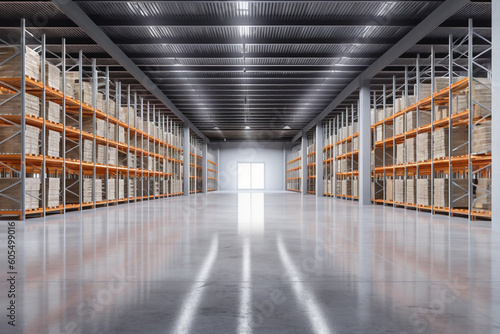 Photo Modern logistic warehouse interior