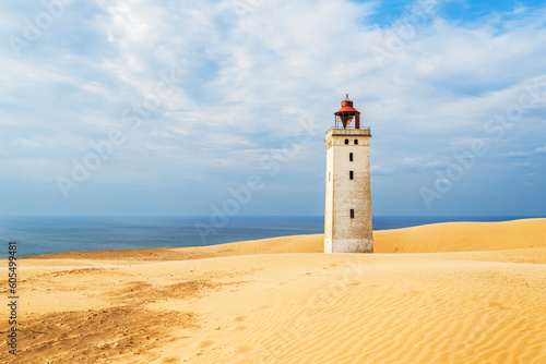 Rubjerg Knude lighthouse surrounded by sand dunes, Jutland, Denmark, Europe